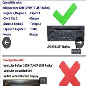 Câble AUX pour autoradio Renault UPDATE LIST