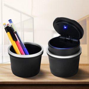 Cendrier de voiture Portable avec lumière LED bleue