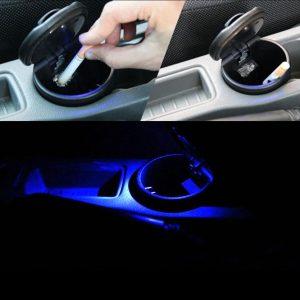 Cendrier de voiture Portable avec lumière LED bleue