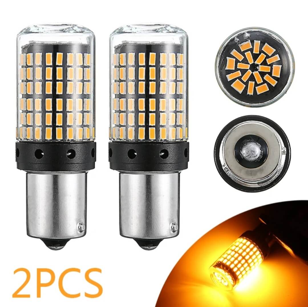 Super Bright Waterproof and Durable 12V Amber LED Turn Signal Bulbs, 2 Pieces