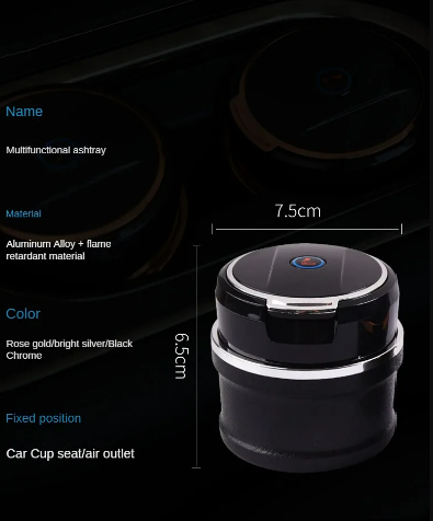 Cendrier automobile multifonctionnel à lumière LED en céramique