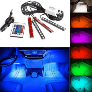 Kit d&rsquo;éclairage intérieur LED pour voiture – 7 couleurs avec télécommande