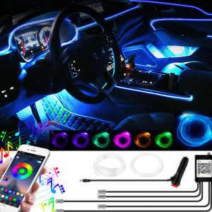 Kit d&rsquo;éclairage intérieur LED pour voiture – 7 couleurs avec télécommande