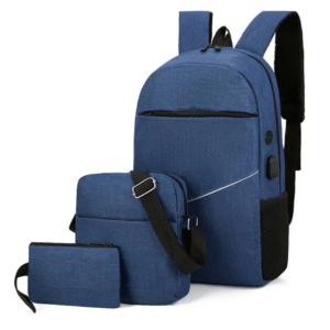 3PCS Backpack Set Men&rsquo;s USB Charging Business Laptop Backbag
