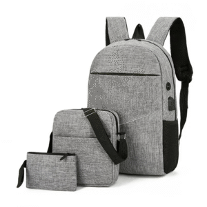 3PCS Backpack Set Men&rsquo;s USB Charging Business Laptop Backbag