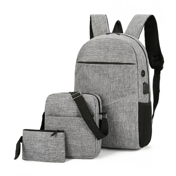 3PCS Backpack Set Men&rsquo;s USB Charging Business Laptop Backbag