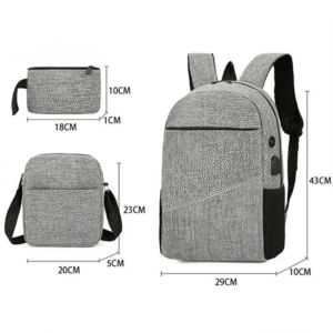 3PCS Backpack Set Men&rsquo;s USB Charging Business Laptop Backbag