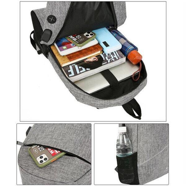 3PCS Backpack Set Men&rsquo;s USB Charging Business Laptop Backbag