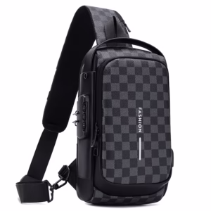 Sac de poitrine homme avec port USB – Imperméable et anti-vol