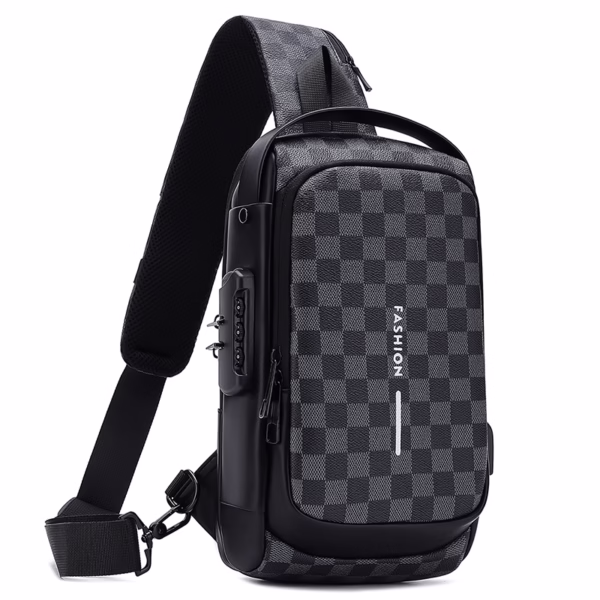 Sac de poitrine homme avec port USB – Imperméable et anti-vol