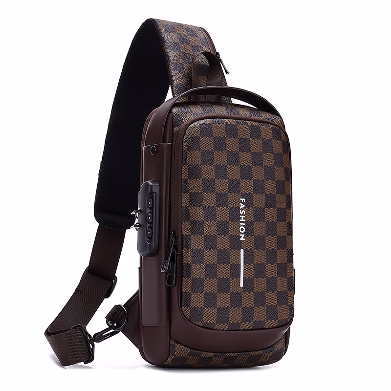 Sac de poitrine homme avec port USB – Imperméable et anti-vol – NOIR