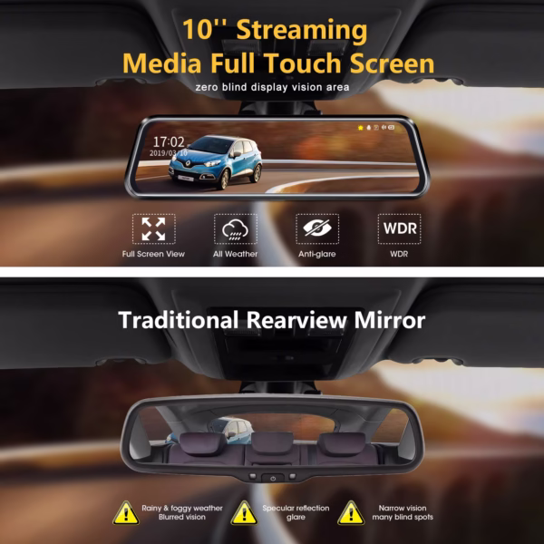 Caméra de Bord 10 » Full HD 1080p avec Vision à 170°