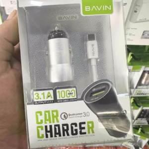 Chargeur de voiture rapide QC 3.0 (3.1A) avec câble USB-C intégré 1M