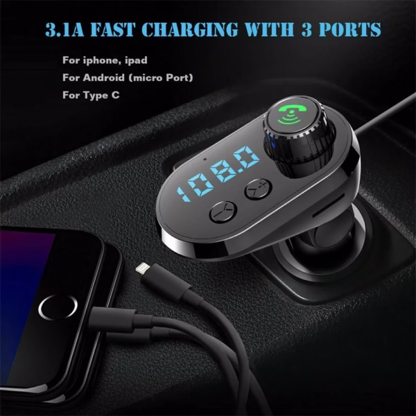 Q15 Car Handsfree Wireless Bluetooth 5.0 Kit FM Transmitter Car LCD Display MP3 Player USB Charger FM Modulator Car Accessories