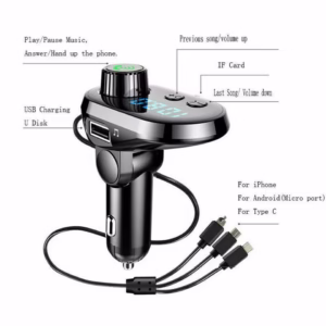 Q15 Car Handsfree Wireless Bluetooth 5.0 Kit FM Transmitter Car LCD Display MP3 Player USB Charger FM Modulator Car Accessories