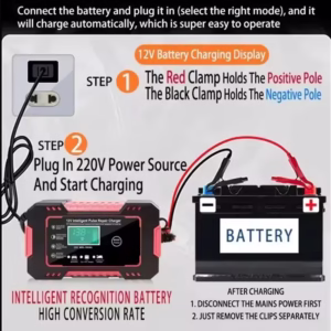 Chargeur de batterie de voiture entièrement automatique 12V- 6 A écran LCD numérique