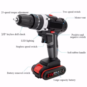 Perceuse, Visseuse et à percussion sans fil 3 en 1 avec 2 Batteries 21 V