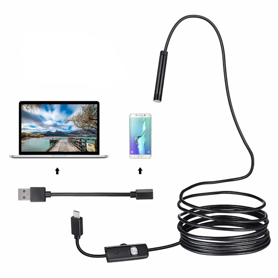 Caméra Endoscopique Android 3 en 1 de 7mm pour Inspection – Longueur 5 m