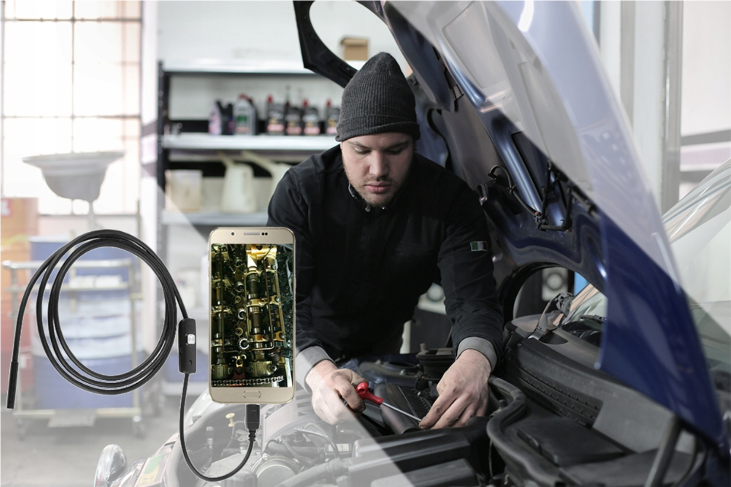 Caméra Endoscopique Android 3 en 1 de 7mm pour Inspection – Longueur 5 m