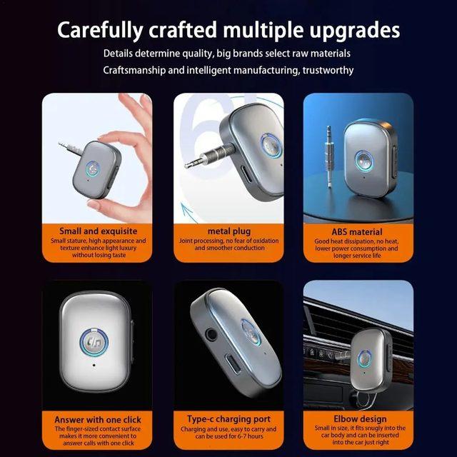Récepteur Bluetooth 5.3 pour Voiture – Musique & Appels Hands-Free AUX 3.5mm