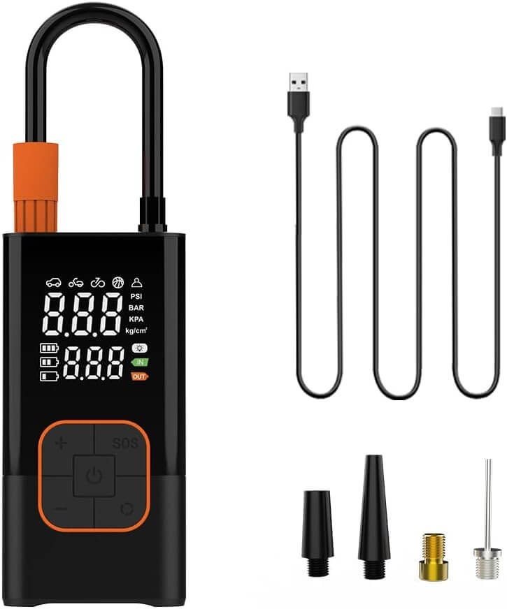 Gonfleur de pneu portable  avec lumière LED