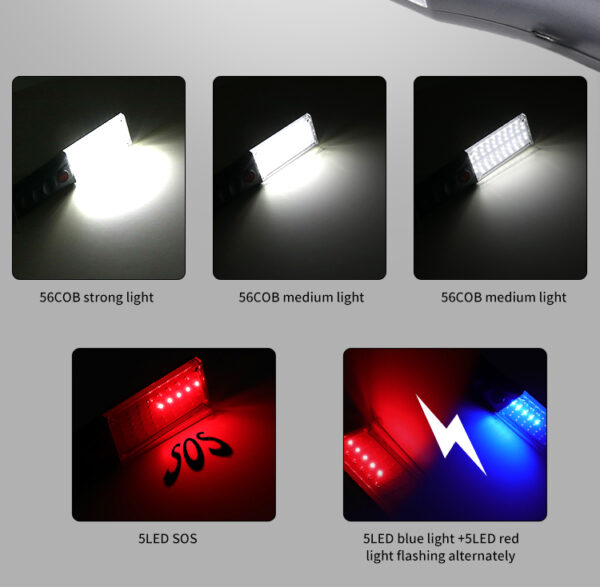 Lampe de travail led COB rouge bleu,