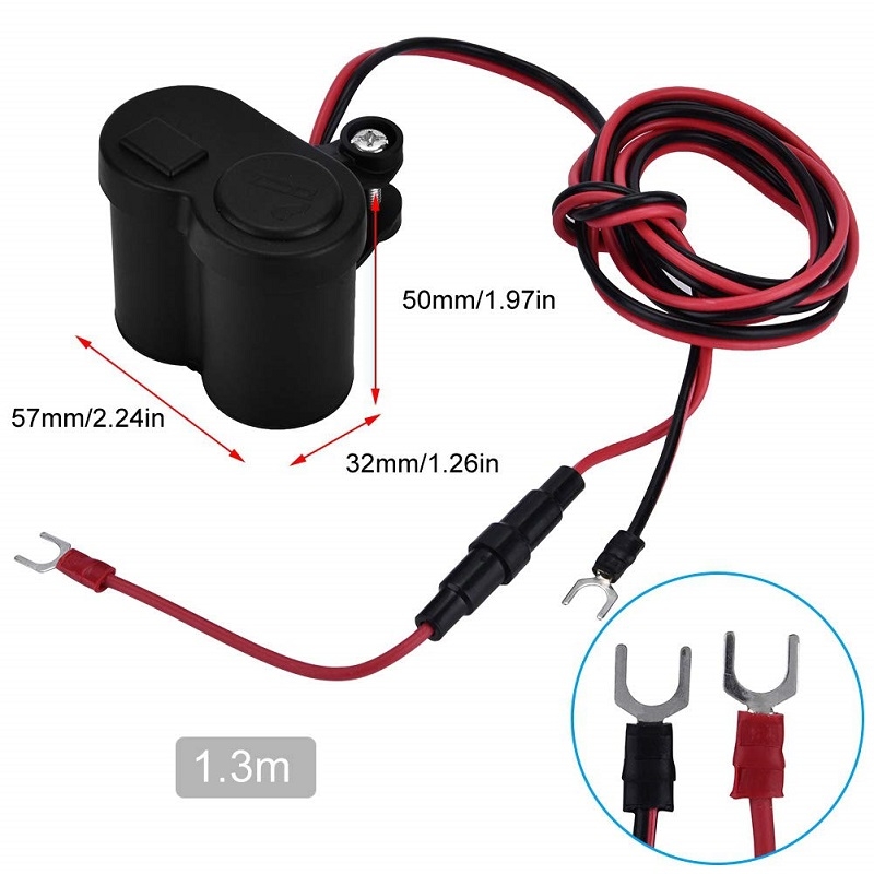Chargeur allume-cigare double alimentation 12-45 V pour moto avec support pour guidon