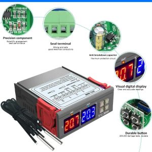 Double régulateur de température numérique 220V,STC-3018