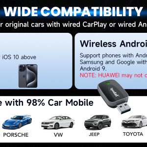 Adaptateur Sans Fil CarPlay & Android Auto – Dongle USB-A/USB-C Plug & Play pour iPhone et Android