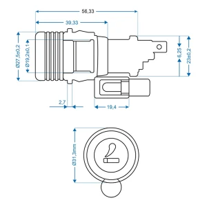 Prise Allume-Cigare Éclairée 12V Universelle avec Témoin LED