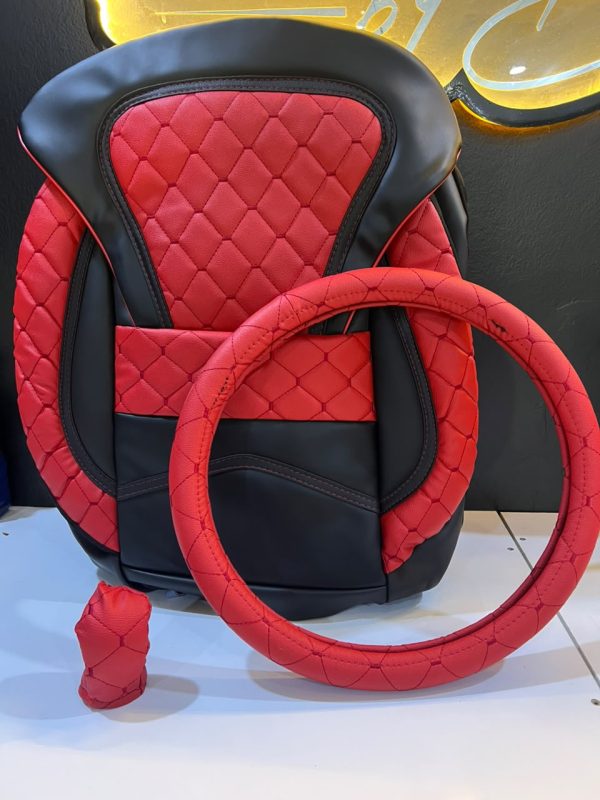 Pack Confort Intérieur Auto Type Boss – Housse Siège Rembourrée + Couvre-Volant + Protège Pommeau (3 Couleurs Disponibles)