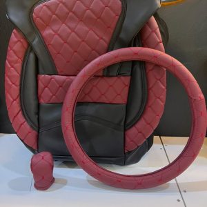 Pack Confort Intérieur Auto Type Boss – Housse Siège Rembourrée + Couvre-Volant + Protège Pommeau (3 Couleurs Disponibles)
