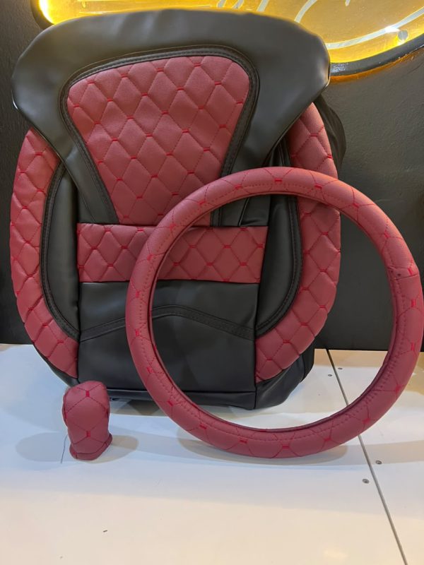 Pack Confort Intérieur Auto Type Boss – Housse Siège Rembourrée + Couvre-Volant + Protège Pommeau (3 Couleurs Disponibles)